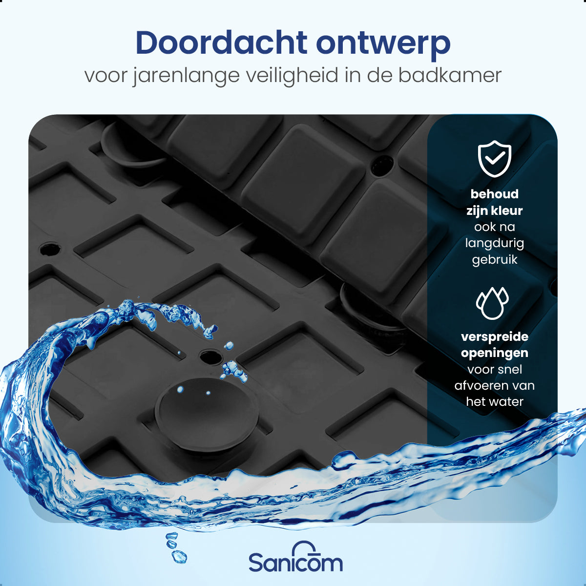 Antislip douchemat - Zwart 70x40 CM