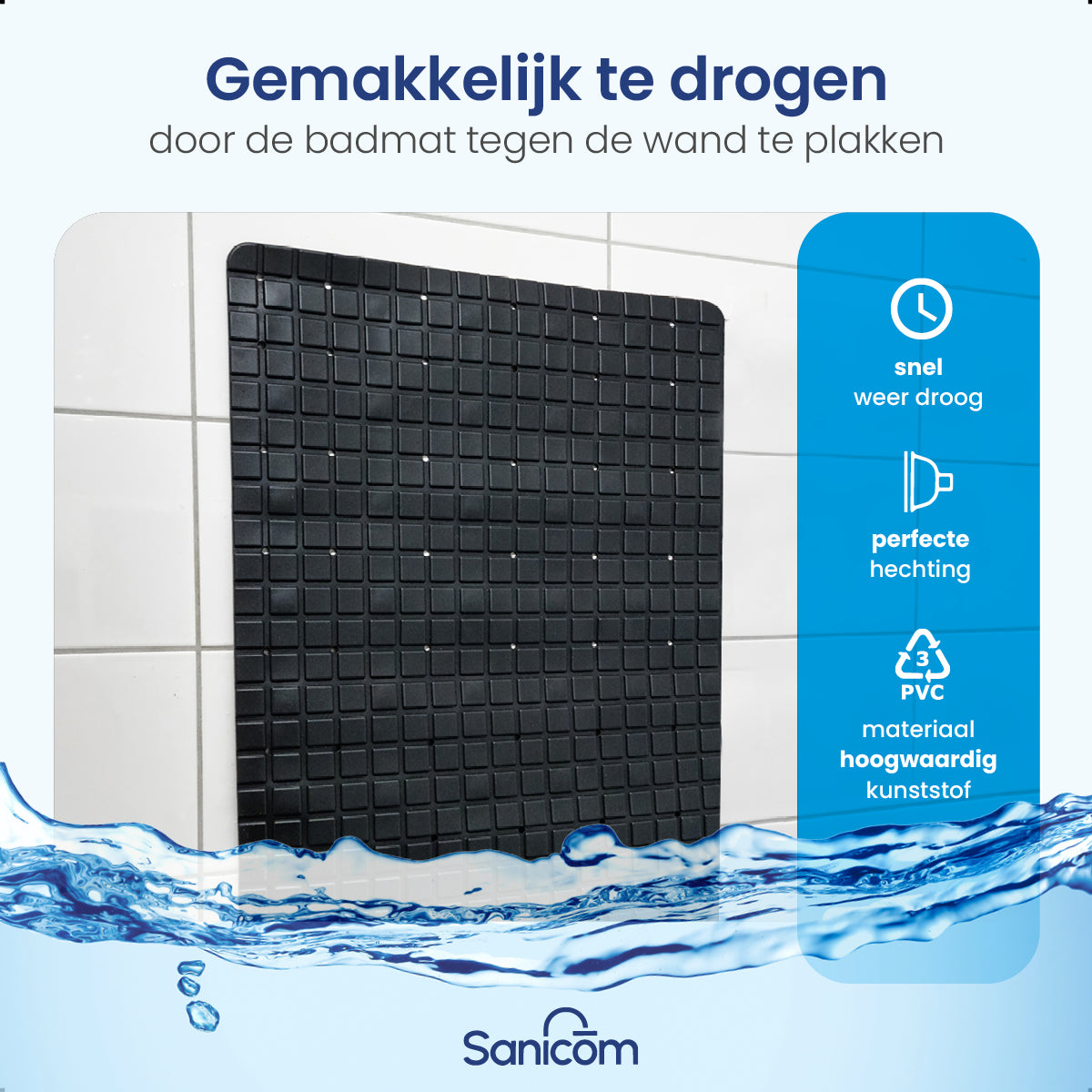 Antislip douchemat - Zwart 70x40 CM