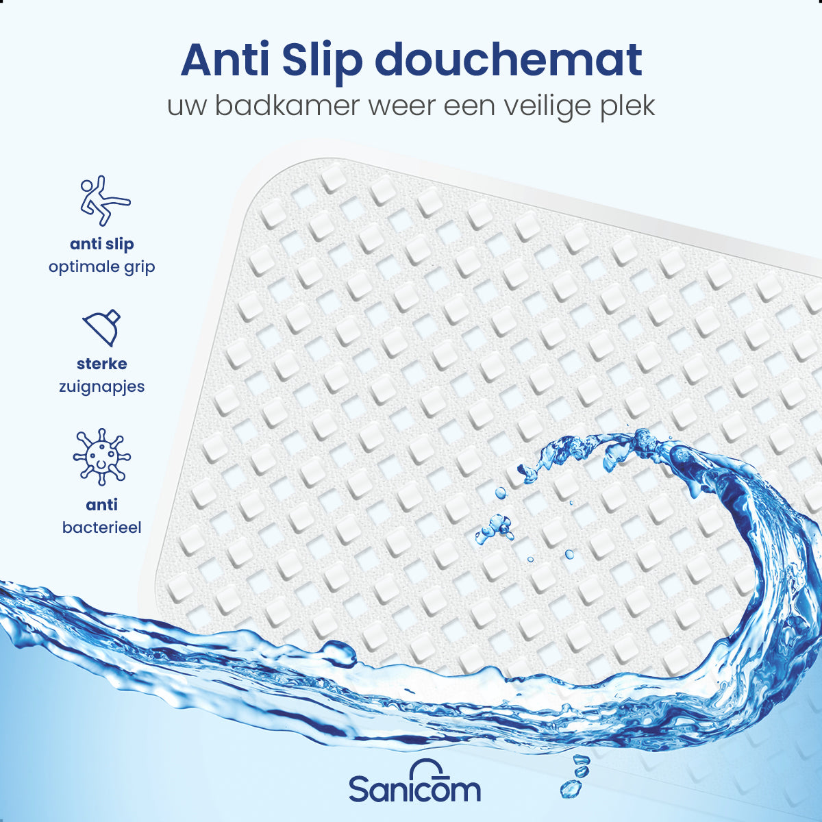 Antislip douchemat - Wit 88x40 CM