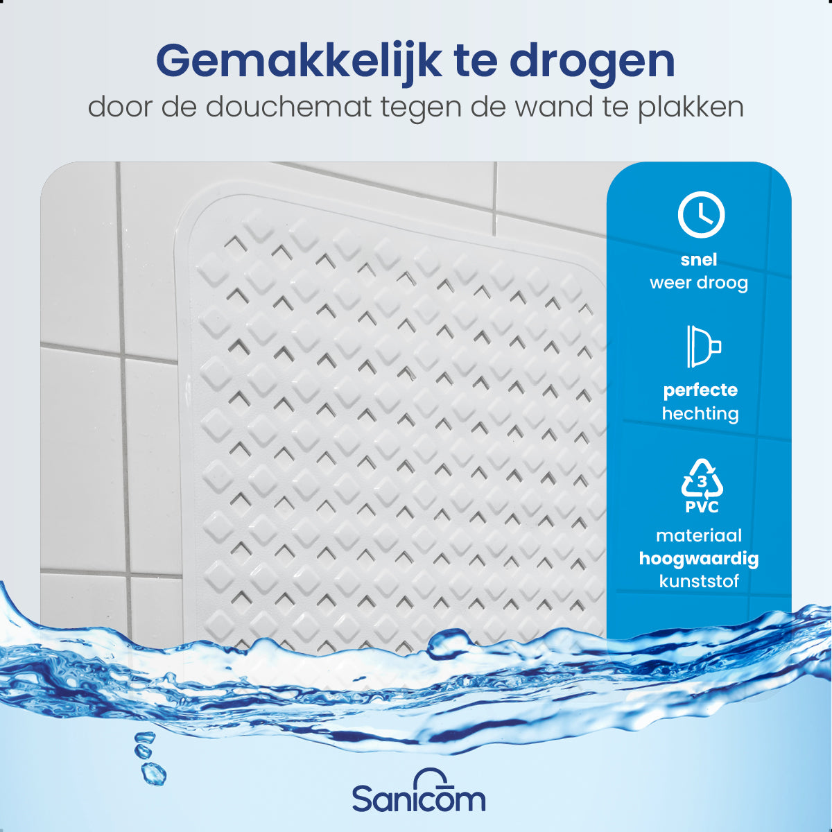 Antislip douchemat - Wit 88x40 CM