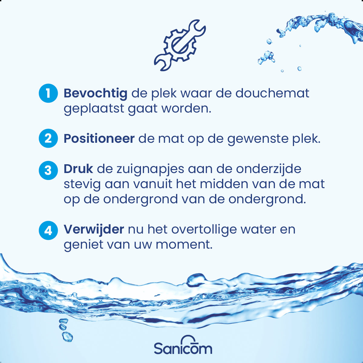 Antislip douchemat - Wit 88x40 CM