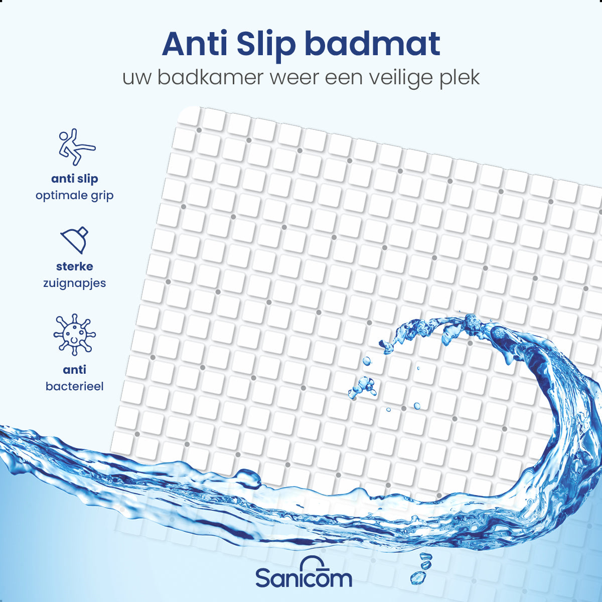 Antislip douchemat - Wit 100x40 CM