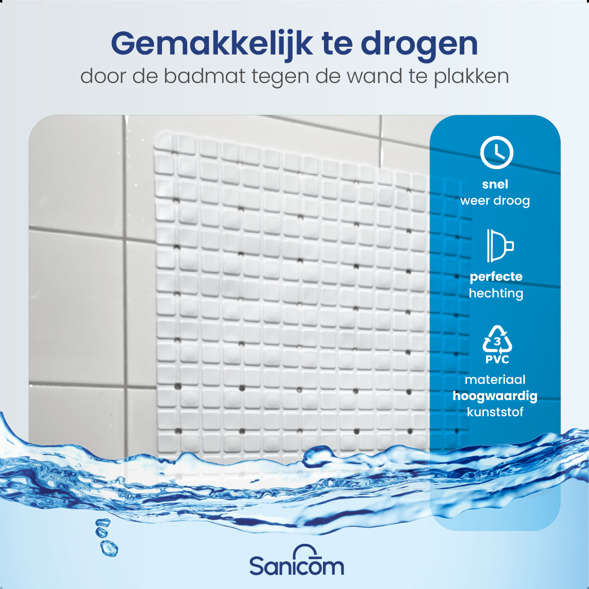 Antislip douchemat - Wit 100x40 CM