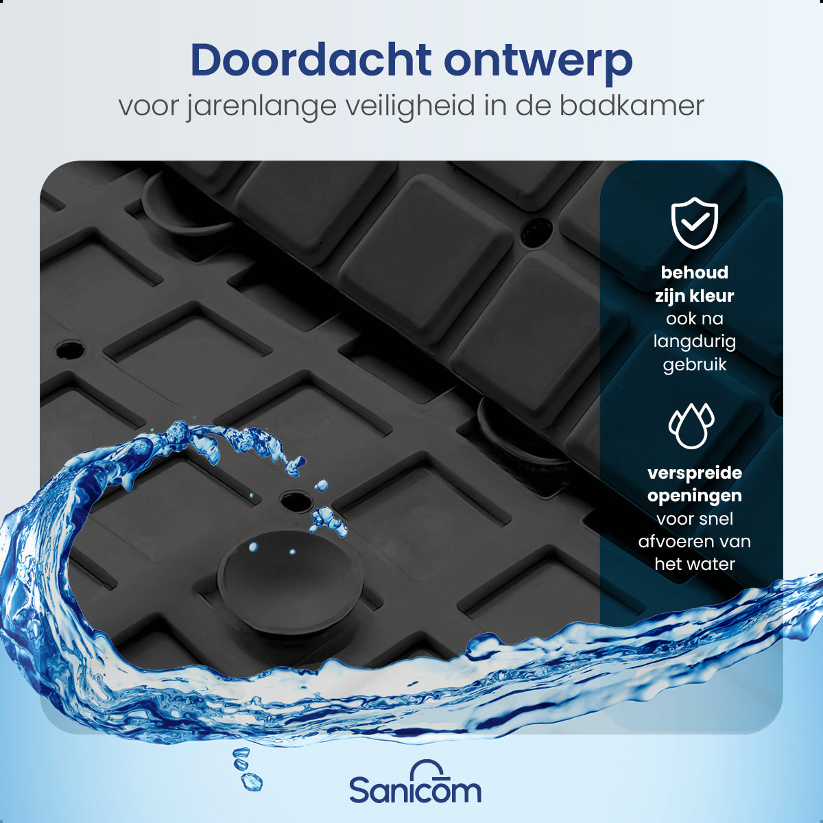 Antislip douchemat - Zwart 100x40 CM