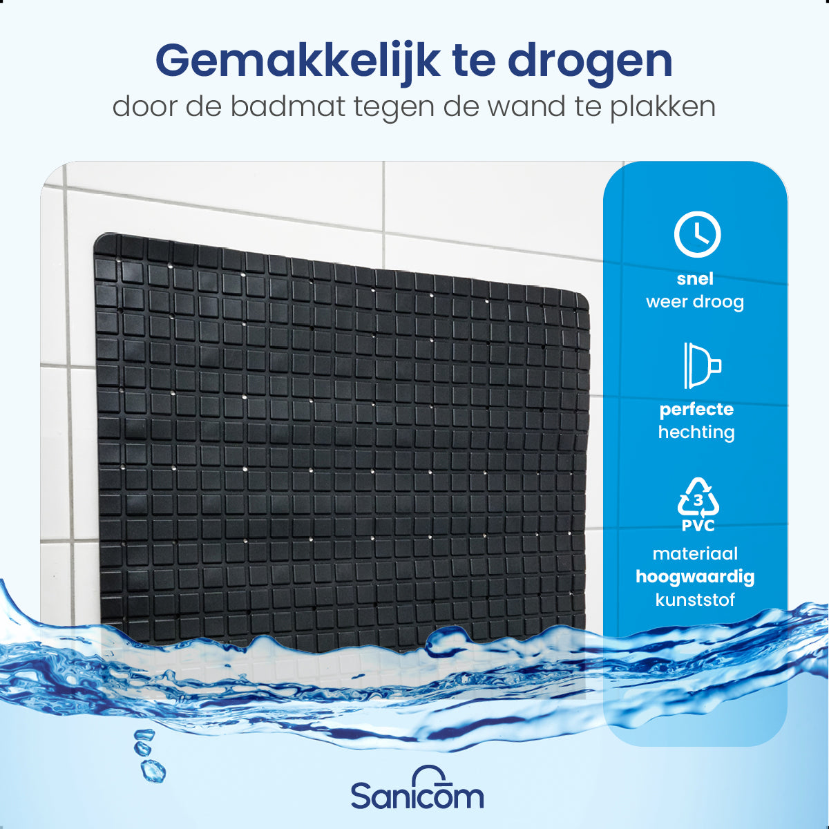 Antislip douchemat - Zwart 100x40 CM