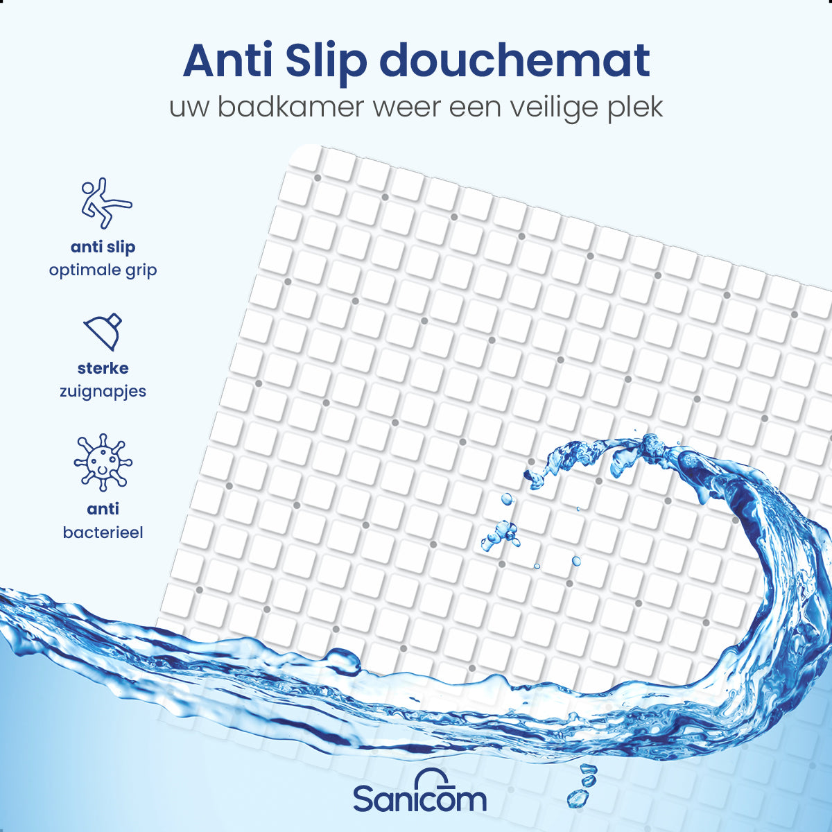 Antislip douchemat - Wit 53x53 CM