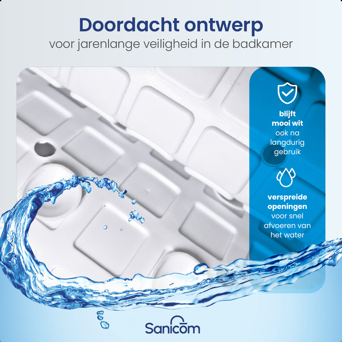 Antislip douchemat - Wit 53x53 CM