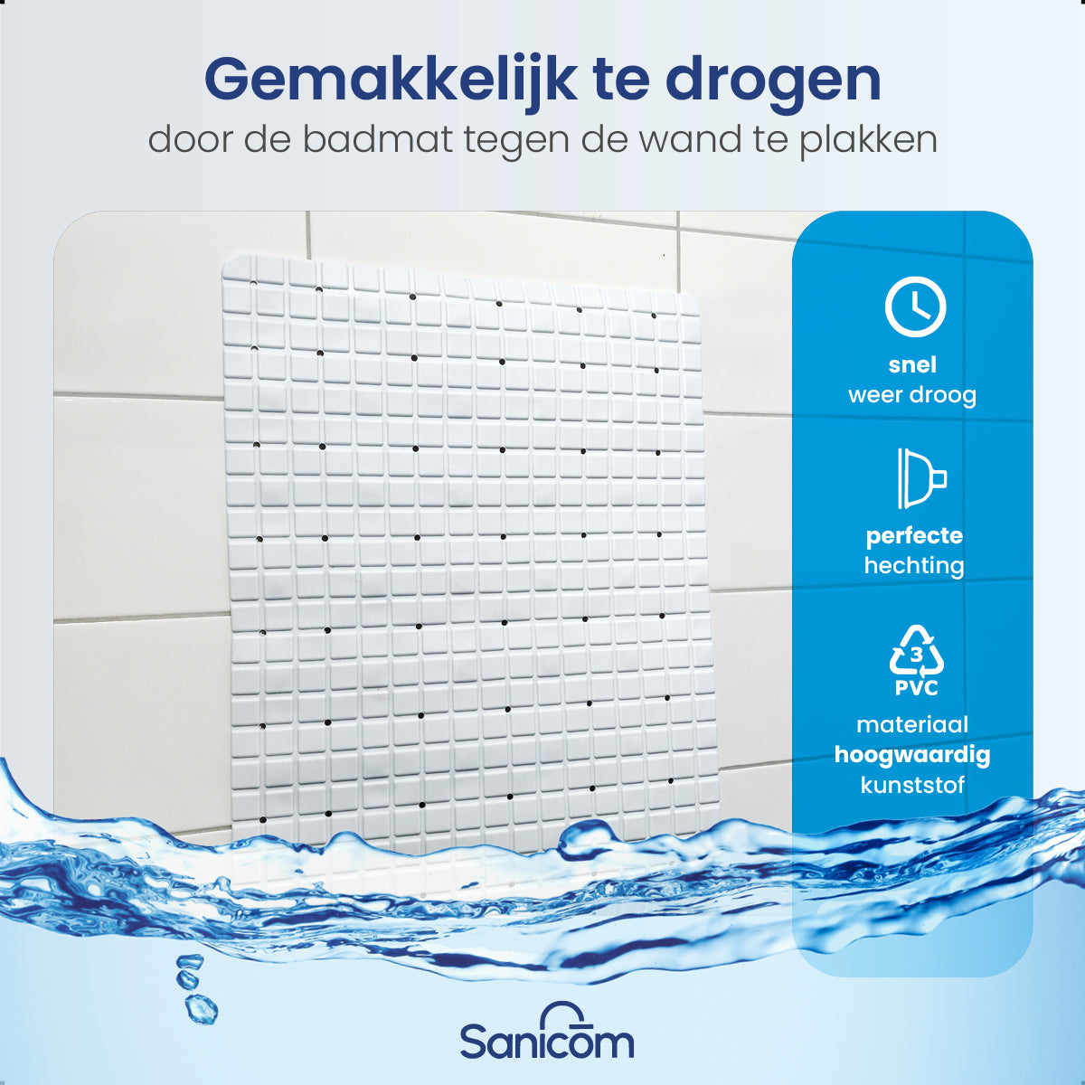Antislip douchemat - Wit 53x53 CM
