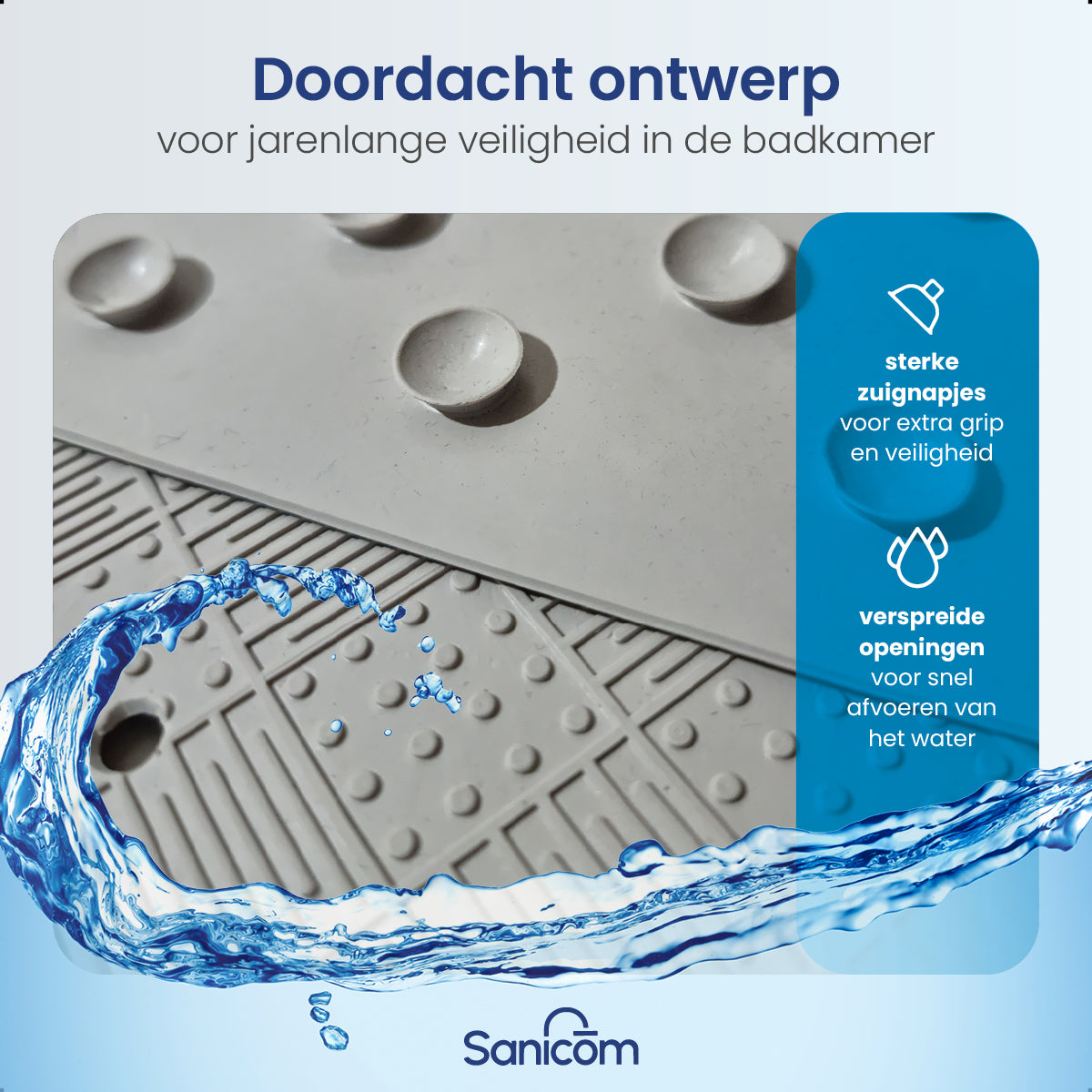 Antislip douchemat - Grijs 53x53 CM
