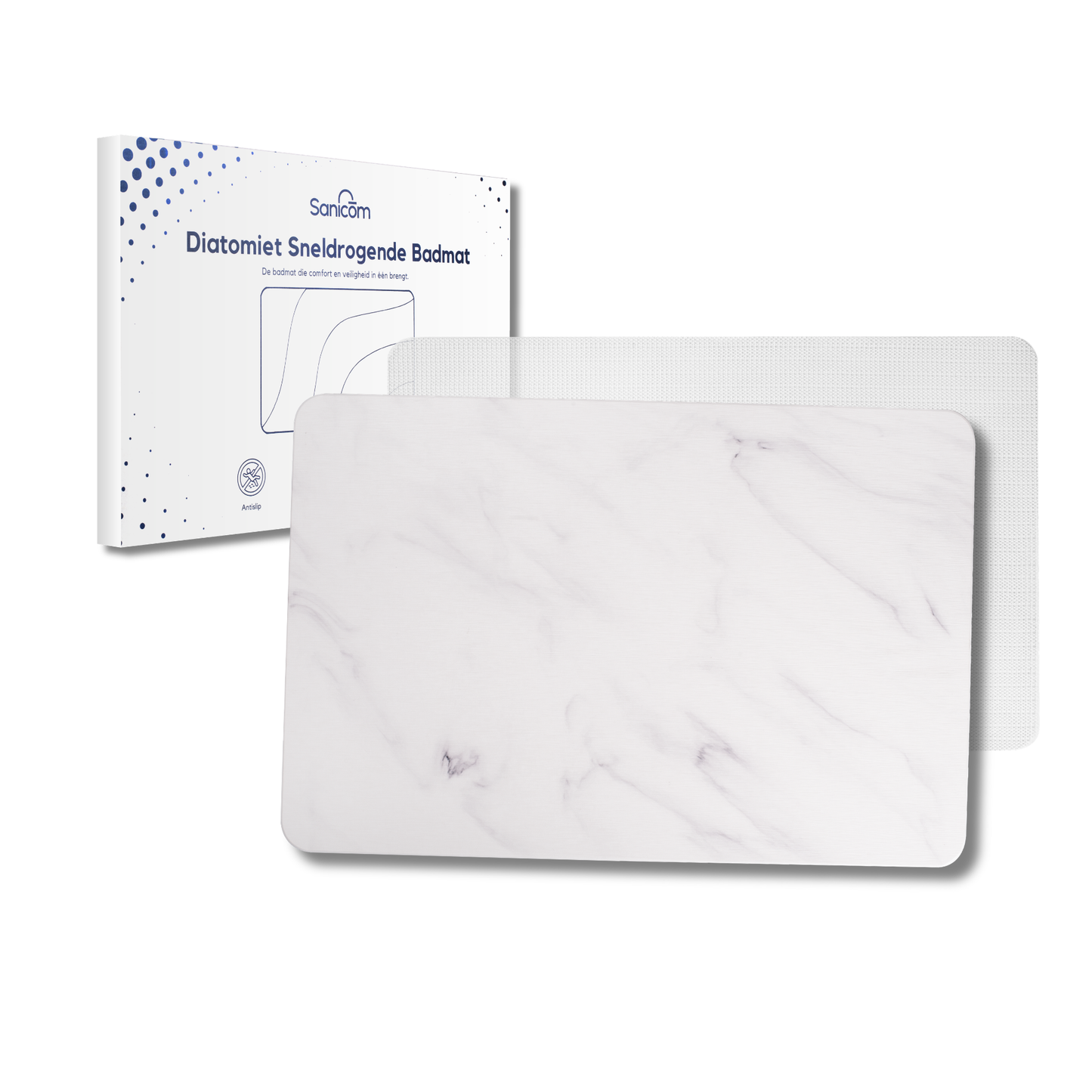 Diatomite Badmat – Badkamermat – Opvouwbaar – Marmerlook – Wit