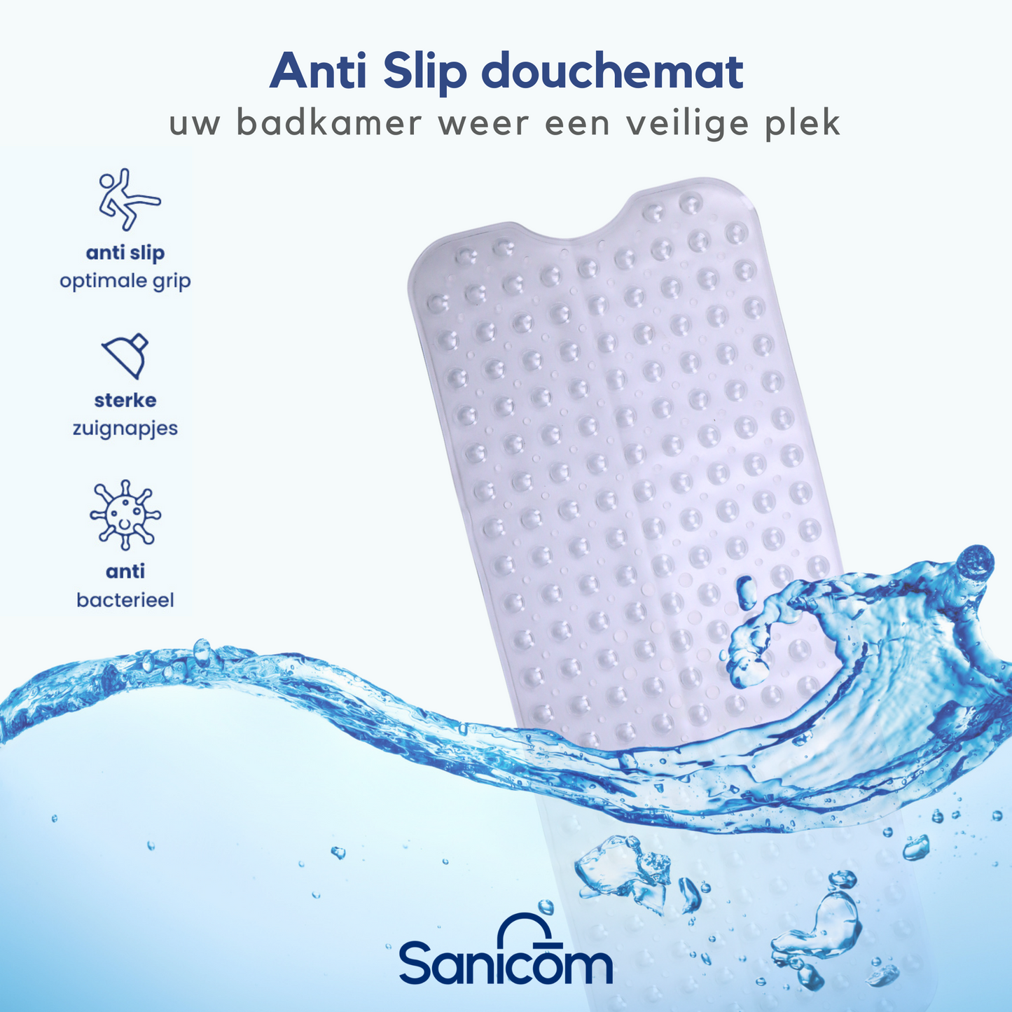 Antislip douchemat - Transparant 100x40CM