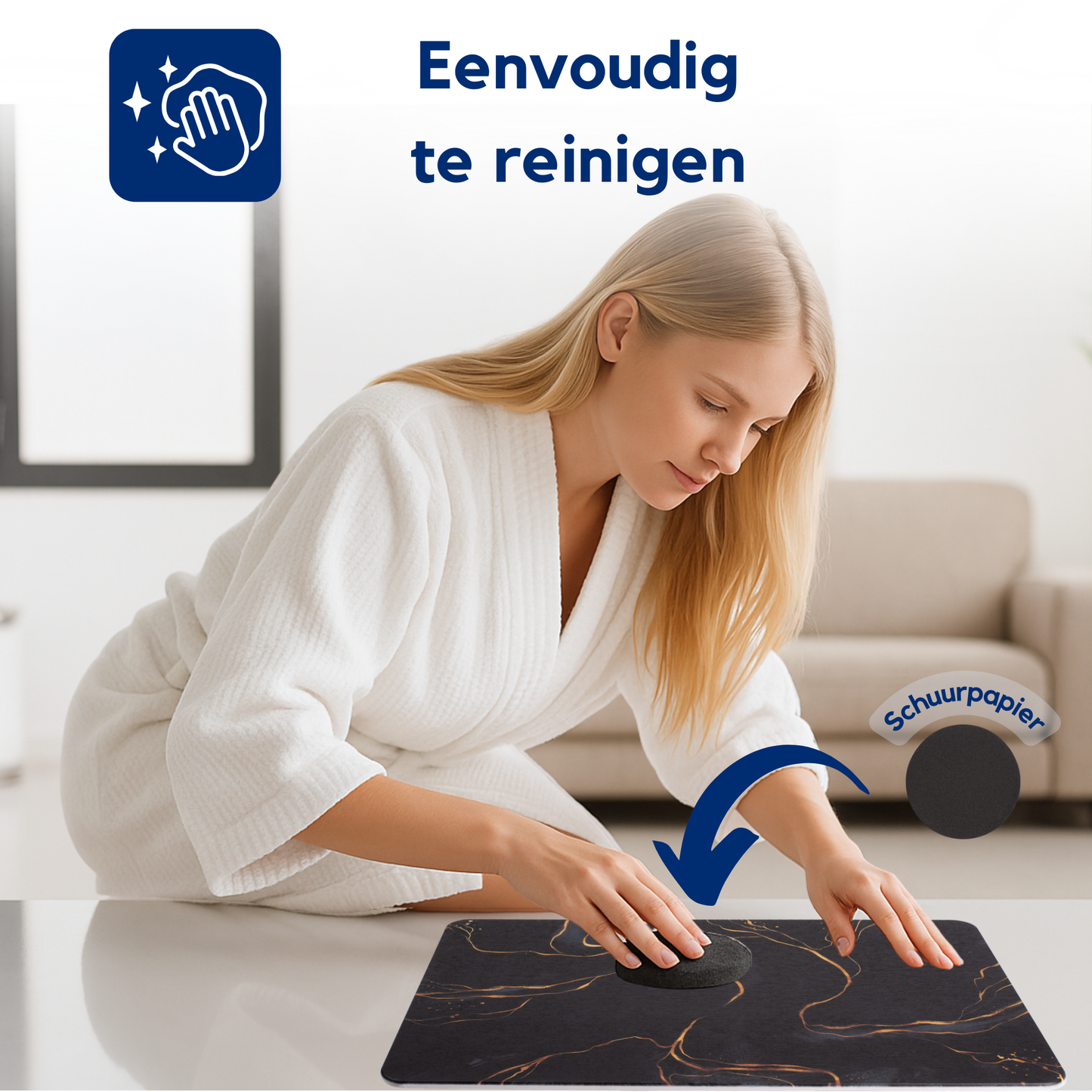Diatomite Badmat – Badkamermat – Opvouwbaar – Marmerlook – Zwart