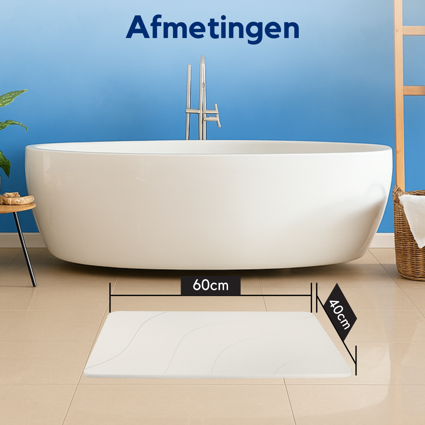 Diatomite Badmat – Badkamermat – Wit/Beige