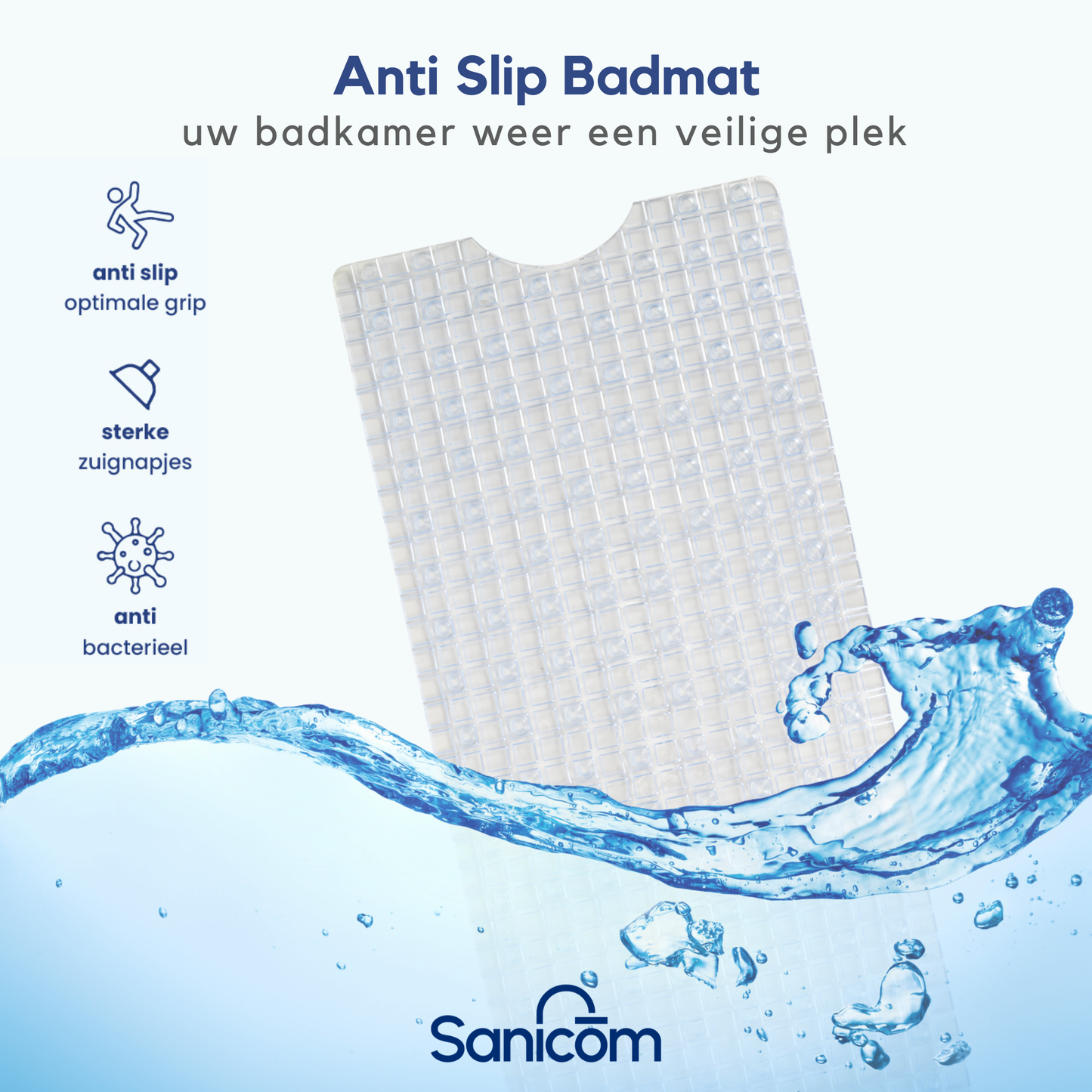 Antislip douchemat - Transparant 100x40CM